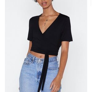 NEW // Black Wrap Crop Top